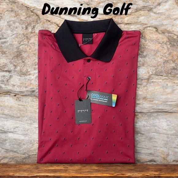 DUNNING NWT  GOLF FENTON JERSEY MENS POLO SHIRT COOLMAX ALL SEASON POPPY  XL - Picture 3 of 12